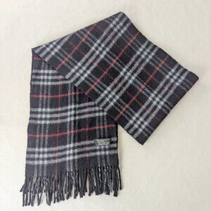 Burberry's Unisex Lambswool Scarf Blue – Classic Plaid – Used – Soft Warm Luxury